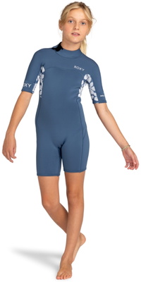 2026 Roxy Junior Swell Series 2mm Back Zip Shorty Wetsuit ERGW503017 - Wild Wind Drifter Floral
