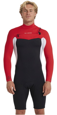 2026 Billabong Männer Revolution Natural AI 2mm Langärmel Brustreißverschluss Shorty Neoprenanzug ABYW400128 - Deep Red