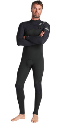 2026 C-Skins M&auml;nner Nuwave Session 4/3mm Brustrei&szlig;verschluss Neoprenanzug C-NSE43MCZ - Black / Black X / Silver