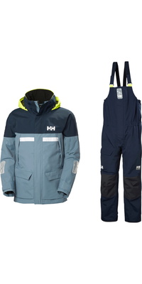 2026 Helly Hansen Männer Pier 4.0 Jacke & Pier 4.0 Latzhose Segelanzug - Washed Navy