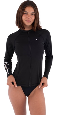 2026 Hurley Frauen Long Sleeve Zip Lycra Vest WLEU00003 - Black