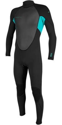 2026 ONeill Junior Reactor-2 3/2mm Rückenreißverschluss Neoprenanzug 5044B - Black / Lt Aqua