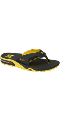 2026 Reef M&auml;nner Fanning Pregame Sandalen CJ7225  Black / Gelb