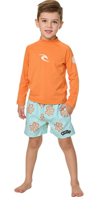 2026 Rip Curl Kleinkind Waves UPF Long Sleeve Lycra Vest 12VTRV - Vitamin C