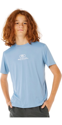 2026 Rip Curl Junior -Icons Surflite UPF-Kurzarm-Rash-Shirt 12ABRV - Faded Denim