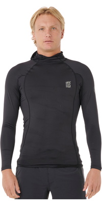 2026 Rip Curl Mens Search UPF Performance Hooded Long Sleeve Rash Vest 16IMRV - Black
