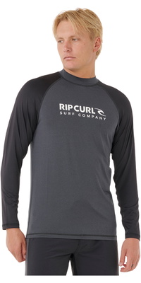 2026 Rip Curl Mens Shock UPF Long Sleeve Rash Vest 16GMRV - Black Marle