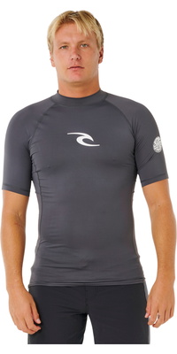 2026 Rip Curl M&auml;nner Waves UPF Performance Kurzarm-Lycra-Weste 16MMRV - Charcoal Grey