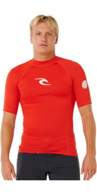 2026 Rip Curl Männer Waves UPF Performance Kurzarm-Lycra-Weste 16MMRV - Lava Rot