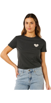 2026 Rip Curl Frauen RC Heart Logos Tee 0MWWTE - Washed Black