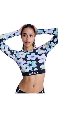 2026 Roxy Frauen Roxy Active Langärmliges Crop-Top Lycra-Weste ERJWR03926 - Anthracite Im Fleur Real