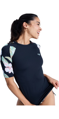 2026 Roxy Frauen Das Klassische Lycra-Kurzarm-Lycra-Top ERJWR03899 - Anthracite Spring Charming