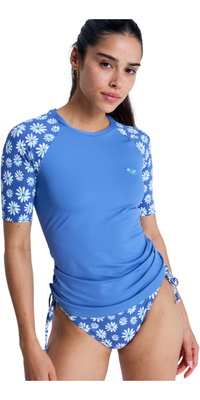 2026 Roxy Frauen Das Klassische Lycra-Kurzarm-Lycra-Top ERJWR03899 - Dutch Blue Flower Soul Small