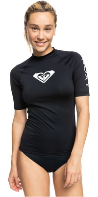 2026 Roxy Womens Whole Hearted Short Sleeve Rash Vest ERJWR03548 - Anthracite