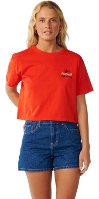 2026 Rip Curl Womens Swell Crop T-Shirt 0P7WTE - Red