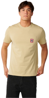 2026 Rip Curl M&auml;nner Stromlinien-Taschenabzeichen T-Shirt 13TMTE - Khaki Sand