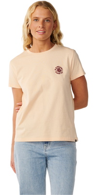 2026 Rip Curl Frauen Party-Welle Kurzarm T-Shirt 0Q4WTE - Light Apricot