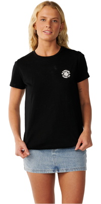 2026 Rip Curl Frauen Party-Welle Kurzarm T-Shirt 0Q4WTE - Black