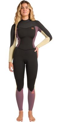 2026 Billabong Frauen Synergy 3/2mm Flatlock Rückenreißverschluss Neoprenanzug 24BW211601 - Grey Violet