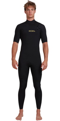 2026 Xcel Männer Comp 2mm Kurzämelig Brustreißverschluss Neoprenanzug MN22ZXC4 - Black