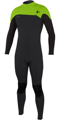 2026 O'Neill Mens Hyperfreak Comp 4/3mm Zipless Wetsuit 4971 - Tempered Steel /  Day Glo