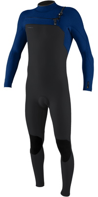 2026 O'Neill Mens Hyperfreak+ 5/4mm Chest Zip Wetsuit 5345 - Tempered Steel / Twilight Blue