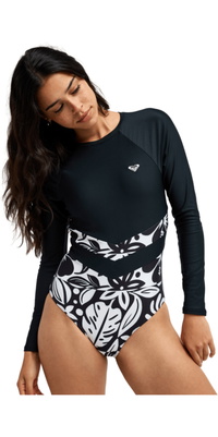 2026 Roxy Frauen Der Reiter Reißverschluss Langarm Einteiliges Schwimmanzug ERJWR03900 - Anthracite Cool Surf S