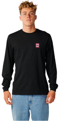2026 Rip Curl M&auml;nner Stromlinien Abzeichen Langarm T-Shirt 13UMTE - Black
