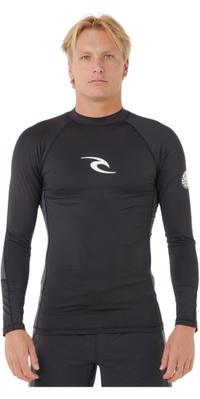2026 Rip Curl Mens Waves UPF Perf Long Sleeve Rash Vest 197MRV - Black