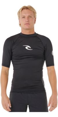 2026 Rip Curl Mens Waves UPF Perf Short Sleeve Rash Vest 198MRV - Black