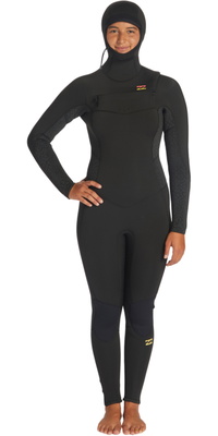 Billabong Frauen Synergy 5/4mm Brustrei&szlig;verschluss Mit Kapuze Neoprenanzug ABJW200100 - Wild Black
