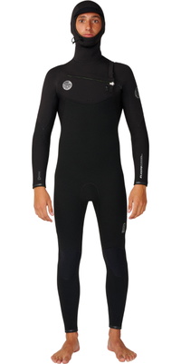 2027 Rip Curl Männer Elasto 5/4mm Brustreißverschluss Mit Kapuze Neoprenanzug 18UMFS - Black