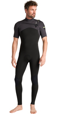 2026 C-Skins Männer NuWave Session Lite 2/2mm Brustreißverschluss Short Arm Neoprenanzug C-NSEL22SAM - Black / Meteor