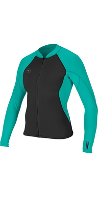 2026 ONeill Womens Reactor II 1.5mm Front Zip Neoprene Jacket 5294 - Black / Aqua