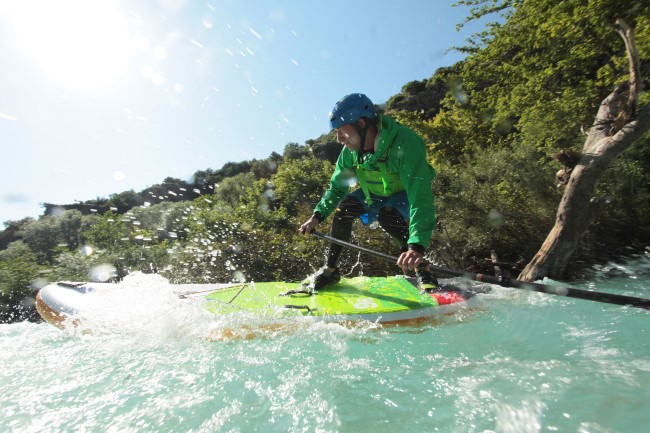 Catching air on a SUP board