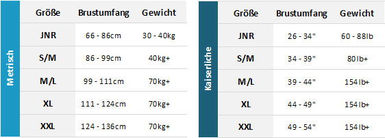 Crewsaver BA 19 0 Größentabelle