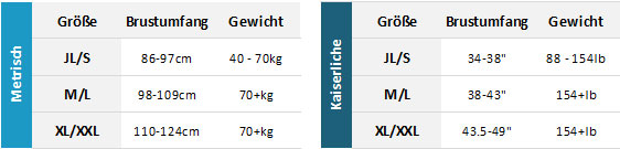 Musto BA 19 0 Größentabelle