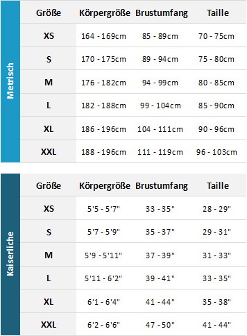 Mystic Mens Drysuits 19 Mens Größentabelle