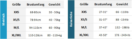 Palm Mens / Unisex BA 19 Mens Größentabelle