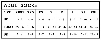C-Skins Adult Socks 23 0 Size Chart