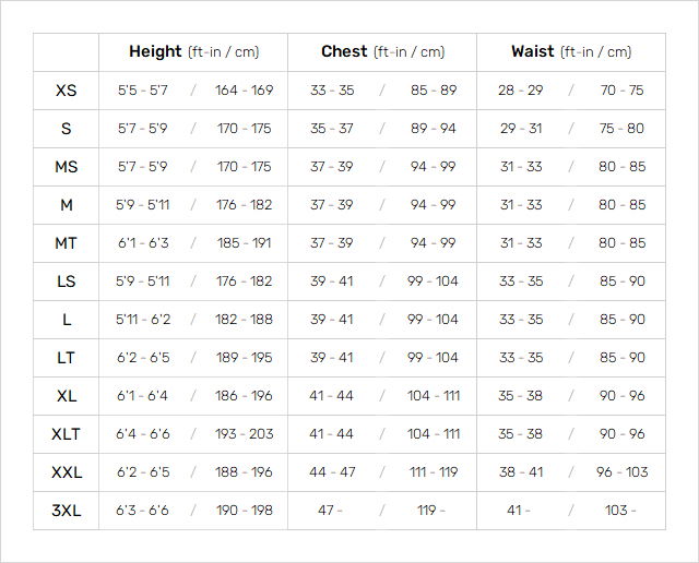 Mystic Mens Wetsuits 19 Mens Size Chart